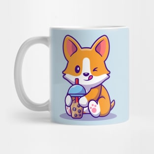 Cute Corgi Drink Milk Tea Boba Mug